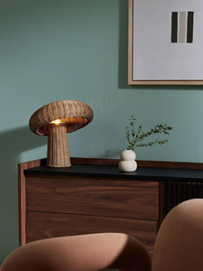 Elegant mushroom-shaped cone-shaped <b>table</b> lamp, handcrafted from natural rattan, eco-friendly, lightweight, and made in Hanoi. - Product Image 3