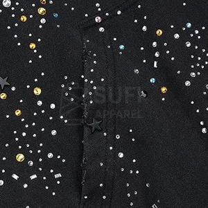 Sudadera con Capucha Oversize de Forro Polar Ecológico con Pedrería Negra para Hombre y Mujer, Lujosa, Brillante, Estilo Urbano, Sudadera de Diamantes a la Moda - Product Image 6