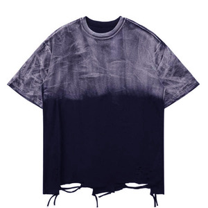 Camiseta de Moda para Hombre, Rayas, Poliéster/Algodón, Oversize, Ecológica, con Estampado Serigrafiado, Cuello Redondo, Manga Corta, Venta al Por Mayor, Personalizable - Product Image 3