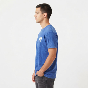 T-shirt Sportif Nouveauté Homme Effet Délavé Acide, Motif Élégant Bleu, Mélange Soie/Coton Lourd, Séchage Rapide et Respirant – Meilleure Vente - Product Image 3