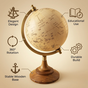 ลูกโลกตั้งโต๊ะทันสมัยพร้อมขาตั้งไม้เหล็กพลาสติก |   ลูกโลกแผนที่โลกตกแต่งสำหรับโต๊ะทำงาน ห้องอ่านหนังสือ และตกแต่งบ้าน - Product Image 5