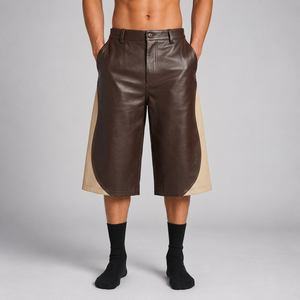 Custom <b>Baggy</b> Leather <b>Jorts</b> 500gsm Structured Waistband <b>Baggy</b> Shorts for Y2K Streetwear Brands - Product Image 2
