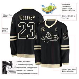 Maillot de hockey sur glace personnalisé pour homme, uniforme sportif par sublimation, respirant, anti-humidité, séchage rapide, polyester, coutures durables - Product Image 2
