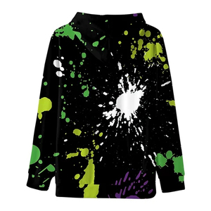 เสื้อฮู้ดสีดำแบบยูนิเซ็กซ์ พิมพ์ลายสีเขียวขาวตามสั่ง สไตล์ใหม่ แขนยาวแบบปกติ ผ้าฟลีซ 100% คอตตอน ทรงโอเวอร์ไซส์ - Product Image 2