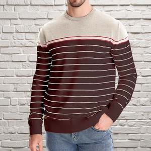Custom Logo 12 GG High Quality Jacquard Knitwear Pullover Men's Striped Sweater Essentials Long-Sleeve Crewneck 100% Cotton - Product Image 2