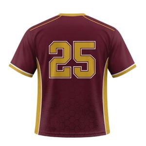 Maillot de lacrosse unisexe bordeaux et or en polyester, coupe athlétique, uniforme sportif, vêtements de performance pour équipe - Product Image 2