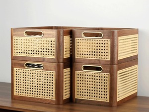 Magnifique ensemble de 3 paniers multifonctionnels en bois et en rotin, parfaits pour les livres, les jouets et les essentiels quotidiens, vente en gros depuis l'Inde - Product Image 6