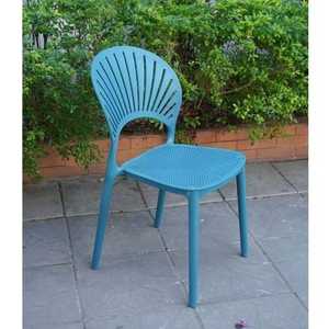 Silla Moderna Ecológica de Plástico Moldeado Azul Impermeable con Respaldo Ventilado para Jardín, Fiestas y Superficies de Alfombra - Product Image 2