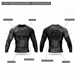 T-shirt de compression à manches longues à séchage rapide pour BJJ, MMA, No-Gi, gym, course à pied, fitness, entraînement, rashguard, haut de sport - Product Image 2