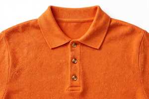 เสื้อสเวตเตอร์แขนยาวสีส้มสำหรับผู้ชาย ผ้าฟลีซถัก คอตตอนผสมสแปนเด็กซ์ กระดุมติดคอ แบบลำลอง ระบายอากาศได้ดี น้ำหนัก 220 กรัม ผ้าเจอร์ซีย์ - Product Image 4