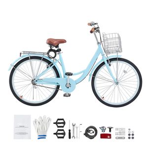 Bicicletta da Spiaggia Azzurra da 26 Pollici con 1 Velocità, Portapacchi Posteriore di Grande Capacità e Forcella Anteriore in Alluminio, Design Robusto e Sicuro - Product Image 1