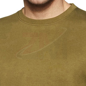 Sweat-shirt à col rond pour homme, vert olive, coupe classique, tricoté, décontracté, pour l'automne, 100% coton, couleur unie, manches longues - Product Image 4
