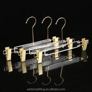 Astrid 32 cm Cintres à pinces dorées en acrylique transparent pour jupes, pantalons et vêtements - Product Image 2