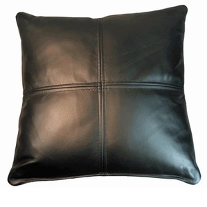 Fundas de Cojín y Asiento de Sofá Cuadradas de Cuero PU Negro con Costuras Modernas, Decoración Personalizada para el Hogar - Product Image 1
