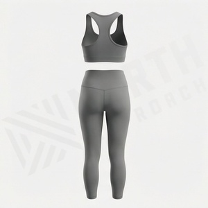ชุดโยคะผู้หญิงไซส์ใหญ่ไร้รอยต่อ ระบายอากาศได้ดี ยืดหยุ่นสูง สองชิ้น เอวสูง เป็นมิตรกับสิ่งแวดล้อม ชุดออกกำลังกาย - Product Image 2