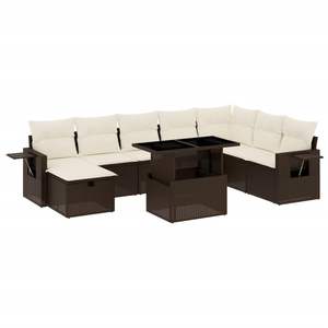 Ensemble de canapé de jardin modulaire en rotin PE marron avec rangement, mobilier d'extérieur au design contemporain, coussins en mousse haute densité - Product Image 2