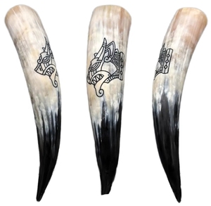 Cuerno Vikingo Artesanal para Beber con Grabado de Dragón Nórdico, Taza de Cerveza y Jarra de Sidra de Cuerno de Buey Natural para Reenactamiento Medieval - Product Image 2