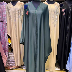 Abaya Modeste de Dubaï en Gros, Perlée et Pailletée, à Manches Longues, Traditionnelle Musulmane, Faite à la Main, pour Mariage, en Polyester Respirant, Col Rond pour Femme - Product Image 1