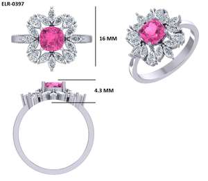 Anillo de Compromiso con Halo y Corte Cojín Rosa de 1.15 Ct, Oro Rosa de 14K, Anillos de Diamantes Cultivados en Laboratorio, Estilo Floral Marquesa, Aniversario, Boda - Product Image 6