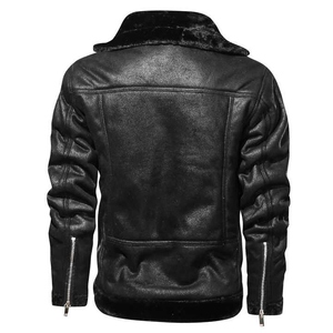 Nueva Chaqueta de Invierno para Hombre, Chaqueta de Cuero con Cuello Solapa, Estilo Vintage, Abrigo Cálido de Forro Polar Grueso, Chaqueta Masculina Ajustada - Product Image 2