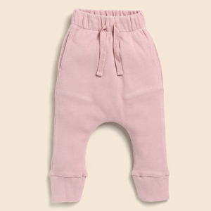 Blush Pink Premium Quality Organic Bamboo Elastano Leggings con cordón Pantalones y pantalones cortos para bebés - Product Image 1
