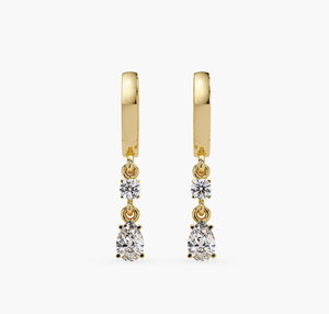 ต่างหูเพชรทรงรีวินเทจสุดหรู ผลิตในห้องปฏิบัติการ ได้รับการรับรองจาก IGI สี F ของขวัญวันครบรอบสำหรับผู้หญิง - Product Image 1