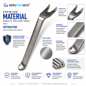 Retractor BLOUNT de 10.5 pulgadas (26.7 cm) con Hoja de Doble Punta de 44 mm de Ancho, Instrumento Quirúrgico Zetomed Pro - Product Image 6