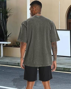 Camiseta Personalizada Extra Grande de Algodón Grueso con Diseño Liso, Hombros Caídos, Corte Holgado, Estilo Casual Urbano de Alta Calidad - Product Image 3