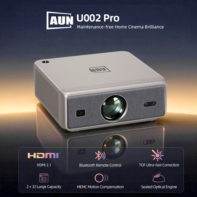 For U002 Pro LED Dust Proof 1080P 4K Ready HIFI Stereo Built-in Speakers Android 13 OS Smart Projector for 2.1 for Remote