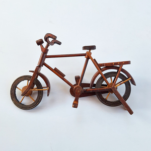 Handcrafted Indonesian <b>Wooden</b> Vintage Bicycle Miniature Classic Bike Model Tabletop Home Office Desk Decor Collector Gift - Product Image 1