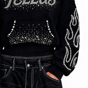 Sudadera con Capucha Personalizada para Hombre, con Pedrería, de Felpa, Corte Holgado, 100% Algodón, Transpirable y Cómoda, Estilo Urbano - Product Image 5
