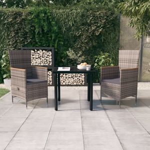 <b>Grey</b> And Black Pe Rattan Garden Dining Set 2 Seater Foldable Outdoor Furniture Contemporary Design Steel <b>Frame</b> - Product Image 1