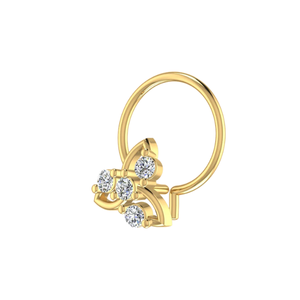 AJRETAIL Bijou de piercing ethnique pour femme en or 14 carats, design pétale prismatique, diamant naturel 0,08 ct, clou de nez - Product Image 4