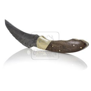 Wholesale Damascus Steel Handmade Folding Pocket Knife DD-FK-847 Exotic Walnut Wood Handle Brass Bolsters Bushcraft EDC Tactical - Product Image 2