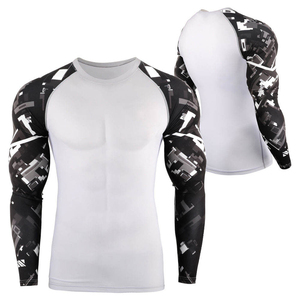 Gym Training Wear Youth Compression Base Layer Skin Fitted Quick Dry Printed Shirts Long Sleeve Grappling MMA BJJ Men Rash Guard - Product Image 3