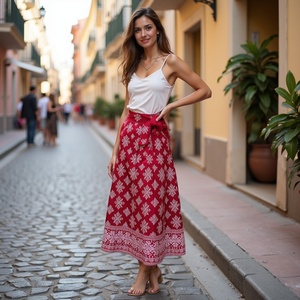 Hermosa Boho Gypsy Summer Fashion Wrap Hecho a mano Todo el día Cómodo Traje de baño Cubrir con Cascade Snowflake Floral Print - Product Image 3