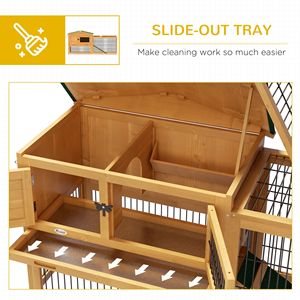 Conigliera da Esterno a 2 Livelli, 150 cm, Gialla, con Tetto Apribile, Arredamento per Animali Domestici - Product Image 5