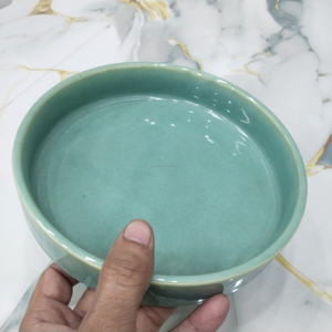 Assiette de service en céramique profonde de couleur vert menthe élégante pour la restauration moderne et le service Assiette en grès émaillé idéale pour les restaurants et les hôtels - Product Image 2