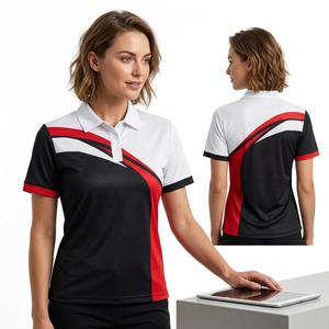 Polo Deportivo de Manga Corta para Hombre, Diseño Geométrico, Secado Rápido, Poliéster, Corte Regular, Blanco, Negro, Rojo - Product Image 5