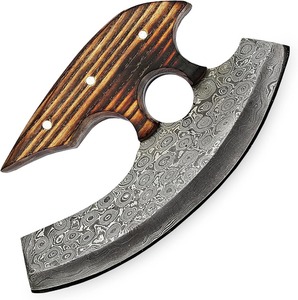 Couteau Ulu Mezzaluna, couteau à pizza traditionnel, lame en bois stabilisé, couteau Ulu - Product Image 6