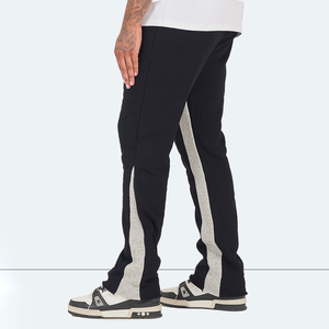 Pantalon de survêtement en molleton noir pour homme avec panneau latéral gris et motif à pois, tenue décontractée pour l'automne - Product Image 6
