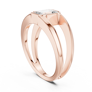 Rose Gold Lab Grown Emerald Cut <b>Diamond</b> Bezel Set Solitaire <b>Ring</b> for Women, Minimalist Engagement Wedding Fine Jewelry - Product Image 3