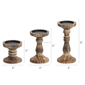 Juego de 3 candelabros de madera de granja para velas de pilar para decoración del hogar y bodas para Navidad - Product Image 2