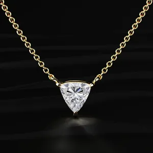 Best Design 1CT Trillion Cut Solitaire Diamond <b>Necklace</b> Gold Lab Created Diamond <b>Necklace</b> Pendent with <b>D</b>-E VVS-VS Clarity & IGI. - Product Image 1