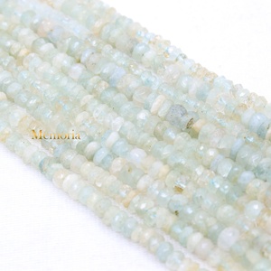 Venta al por mayor de 9 hebras de cuentas facetadas de aguamarina natural Memoria Jewels - Product Image 2