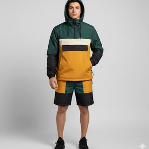 <b>Wind</b> <b>Breaker</b> Sets Windproof Men Polyester Nylon Windbreaker Short Tracksuit Zipper Jackets and Shorts Two Piece Set - Product Image 3
