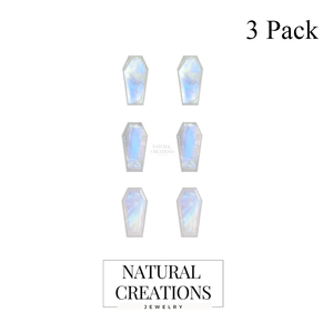 ต่างหูเงินแท้ 925 ประดับมูนสโตนสีรุ้ง รูปทรงโลงศพน่ารัก ดีไซน์เก๋ เหมาะสำหรับเป็นของขวัญในงานหมั้น งานแต่งงาน หรืองานเลี้ยง - Product Image 2