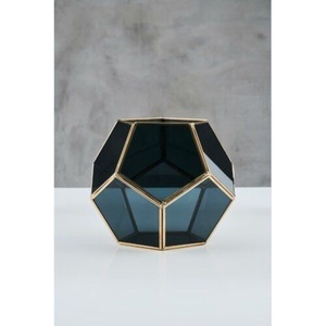 Terrarium en verre géométrique moderne noir avec bordure dorée, décoration de table, accessoire de décoration intérieure pour salon - Product Image 1