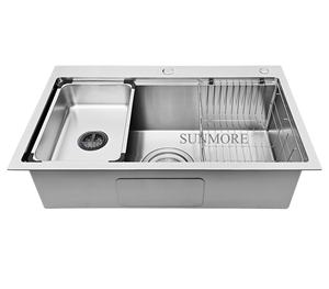 Évier de cuisine simple en acier inoxydable 304, fait main, à montage supérieur, finition satinée brossée, excellent prix, directement de l'usine du Vietnam - Product Image 1