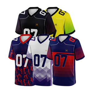 Maillots de football américain personnalisés de haute qualité, respirants, à manches courtes, unisexes, 100% polyester, tissu en maille respirant et absorbant l'humidité - Product Image 1